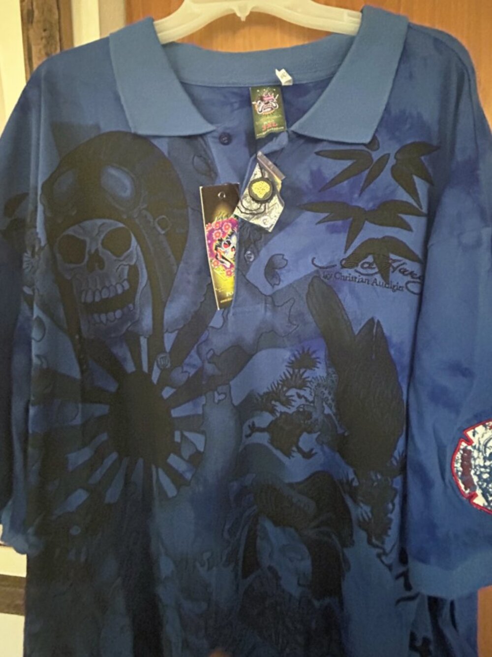 NWT Ed Hardy Men's Gothic Polo Shirt Skulls Dragon Girls 3XL